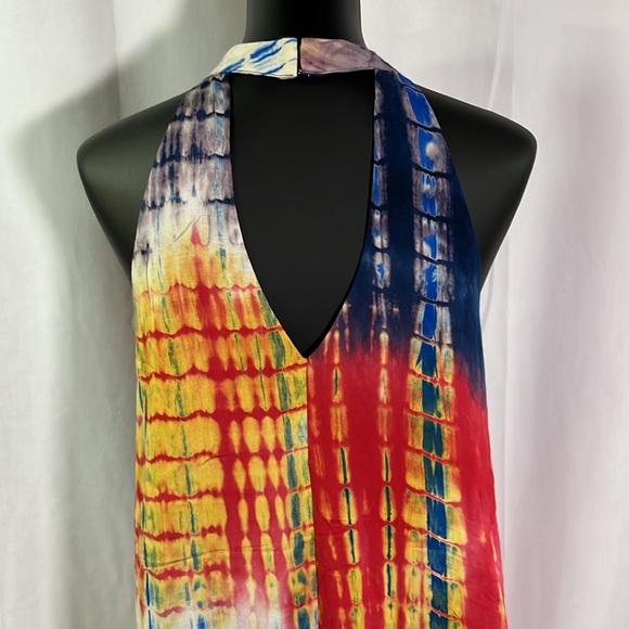 🛍 6 for $35 • Entro Tie Dye Cut Out Mock Neck Matilda Mini Dress - Picture 10 of 16